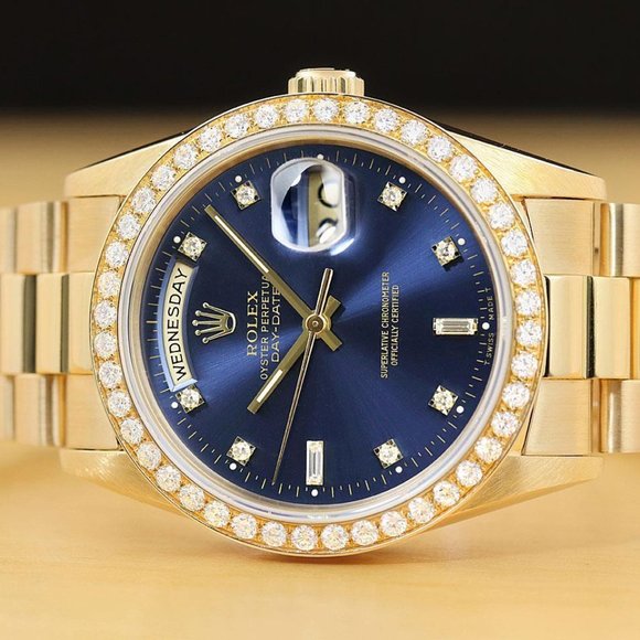 Rolex Day-Date Men's 1.5CT+ Diamond Watch w/ factory box + hang tag - Picture 4 of 9